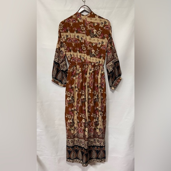 NWT Panache Brown Floral Kimono Long Wrap Dress Size M - Picture 3 of 16